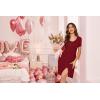 Ekouaer Women’s Nightshirt Short Sleeve Button Down Nightgown V-Neck Sleepwear Pajama Dress(Wine Red)
