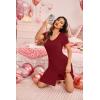 Ekouaer Women’s Nightshirt Short Sleeve Button Down Nightgown V-Neck Sleepwear Pajama Dress(Wine Red)