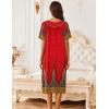 Ekouaer Women’s Short Sleeve House Dress Floral Mumu Dress Duster Housecoat Button Down Nightgown with Pockets(Floral Red)