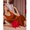 Ekouaer Women’s Sleeveless V Neck Satin Nightgown(Chocolate)