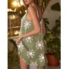 Ekouaer Women’s Sleeveless V Neck Satin Nightgown(Green Flower)