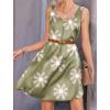 Ekouaer Women’s Sleeveless V Neck Satin Nightgown(Green Flower)