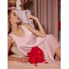 Ekouaer Women’s Sleeveless V Neck Satin Nightgown(Pink)