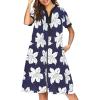 Ekouaer Housecoat Women Zipper Front Duster Robe Short Sleeve Lounger Housedress Pockets Nightgown Casual Nights S-XXXL(Pat15)