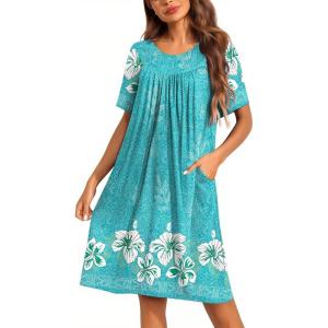 Ekouaer Moo Moos for Women Button House Dresses for Women with Pocket Mumu S-3XL(Light Blue)