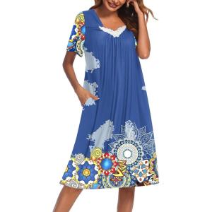 Ekouaer Nightgowns for Women House Dress Nightgown with Pockets Mumu Dress(Mandola)