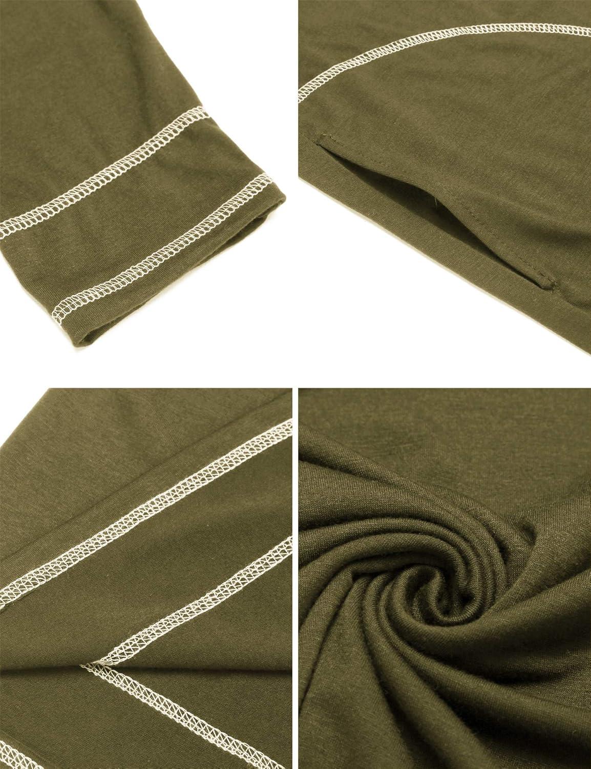 imageEkouaer Womens Nightshirt Long Sleeve Nightgown Round Neck Sleepwear Full Length Pajama Dress with Pockets Loungewear SXXLAarm Green