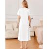 Ekouaer Cotton Nightgowns for Women Short Sleeve Sleepshirt Ladies Victorain Sleepwear Gown Soft Loungewear with Pockets(White)