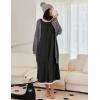 Ekouaer Nightgown Women Long Sleeve Sleepwear Full Length Long Nightshirt Soft Loungewear S-4XL(Black)