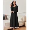 Ekouaer Nightgown Women Long Sleeve Sleepwear Full Length Long Nightshirt Soft Loungewear S-4XL(Black)
