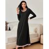 Ekouaer Nightgown Women Long Sleeve Sleepwear Full Length Long Nightshirt Soft Loungewear S-4XL(Black)