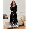 Ekouaer Nightgown Women Long Sleeve Sleepwear Full Length Long Nightshirt Soft Loungewear S-4XL(Black Butterfly)