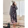 Ekouaer Nightgown Women Long Sleeve Sleepwear Full Length Long Nightshirt Soft Loungewear S-4XL(Black Floral)