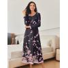 Ekouaer Nightgown Women Long Sleeve Sleepwear Full Length Long Nightshirt Soft Loungewear S-4XL(Black Floral)