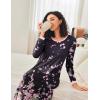 Ekouaer Nightgown Women Long Sleeve Sleepwear Full Length Long Nightshirt Soft Loungewear S-4XL(Black Floral)