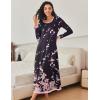 Ekouaer Nightgown Women Long Sleeve Sleepwear Full Length Long Nightshirt Soft Loungewear S-4XL(Black Floral)