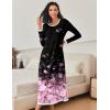 Ekouaer Nightgown Women Long Sleeve Sleepwear Full Length Long Nightshirt Soft Loungewear S-4XL(Black Sakura)