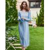 Ekouaer Nightgown Women Long Sleeve Sleepwear Full Length Long Nightshirt Soft Loungewear S-4XL(Blue Floral)