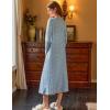 Ekouaer Nightgown Women Long Sleeve Sleepwear Full Length Long Nightshirt Soft Loungewear S-4XL(Blue Floral)