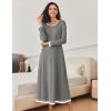 Ekouaer Nightgown Women Long Sleeve Sleepwear Full Length Long Nightshirt Soft Loungewear S-4XL(Dark Grey)