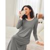 Ekouaer Nightgown Women Long Sleeve Sleepwear Full Length Long Nightshirt Soft Loungewear S-4XL(Dark Grey)