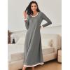 Ekouaer Nightgown Women Long Sleeve Sleepwear Full Length Long Nightshirt Soft Loungewear S-4XL(Dark Grey)