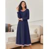 Ekouaer Nightgown Women Long Sleeve Sleepwear Full Length Long Nightshirt Soft Loungewear S-4XL(Navy)