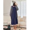 Ekouaer Nightgown Women Long Sleeve Sleepwear Full Length Long Nightshirt Soft Loungewear S-4XL(Navy)