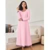 Ekouaer Nightgown Women Long Sleeve Sleepwear Full Length Long Nightshirt Soft Loungewear S-4XL(Pink)
