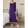 Ekouaer Nightgown Women Long Sleeve Sleepwear Full Length Long Nightshirt Soft Loungewear S-4XL(Purple)