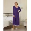 Ekouaer Nightgown Women Long Sleeve Sleepwear Full Length Long Nightshirt Soft Loungewear S-4XL(Purple)
