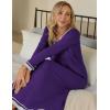Ekouaer Nightgown Women Long Sleeve Sleepwear Full Length Long Nightshirt Soft Loungewear S-4XL(Purple)