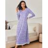 Ekouaer Nightgown Women Long Sleeve Sleepwear Full Length Long Nightshirt Soft Loungewear S-4XL(Purple Dots)