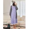 Ekouaer Nightgown Women Long Sleeve Sleepwear Full Length Long Nightshirt Soft Loungewear S-4XL(Purple Dots)