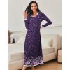 Ekouaer Nightgown Women Long Sleeve Sleepwear Full Length Long Nightshirt Soft Loungewear S-4XL(Purple Floral)