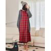 Ekouaer Nightgown Women Long Sleeve Sleepwear Full Length Long Nightshirt Soft Loungewear S-4XL(Red Plaid)