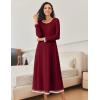 Ekouaer Nightgown Women Long Sleeve Sleepwear Full Length Long Nightshirt Soft Loungewear S-4XL(Wine Red)