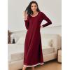 Ekouaer Nightgown Women Long Sleeve Sleepwear Full Length Long Nightshirt Soft Loungewear S-4XL(Wine Red)