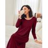Ekouaer Nightgown Women Long Sleeve Sleepwear Full Length Long Nightshirt Soft Loungewear S-4XL(Wine Red)