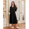 Ekouaer Nightgowns for Women Long Sleeves Nightgown Soft Sleepwear Button V Neck Sleepshirt Long Nightgown S-XXL(Black)