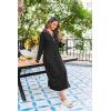 Ekouaer Nightgowns for Women Long Sleeves Nightgown Soft Sleepwear Button V Neck Sleepshirt Long Nightgown S-XXL(Black)