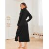 Ekouaer Nightgowns for Women Long Sleeves Nightgown Soft Sleepwear Button V Neck Sleepshirt Long Nightgown S-XXL(Black)