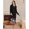 Ekouaer Nightgowns for Women Long Sleeves Nightgown Soft Sleepwear Button V Neck Sleepshirt Long Nightgown S-XXL(Black Flower)