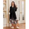 Ekouaer Nightgowns for Women Long Sleeves Nightgown Soft Sleepwear Button V Neck Sleepshirt Long Nightgown S-XXL(Black Flower)