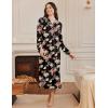 Ekouaer Nightgowns for Women Long Sleeves Nightgown Soft Sleepwear Button V Neck Sleepshirt Long Nightgown S-XXL(Black Full Flower)