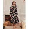 Ekouaer Nightgowns for Women Long Sleeves Nightgown Soft Sleepwear Button V Neck Sleepshirt Long Nightgown S-XXL(Black Full Flower)