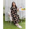 Ekouaer Nightgowns for Women Long Sleeves Nightgown Soft Sleepwear Button V Neck Sleepshirt Long Nightgown S-XXL(Black Full Flower)