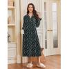 Ekouaer Nightgowns for Women Long Sleeves Nightgown Soft Sleepwear Button V Neck Sleepshirt Long Nightgown S-XXL(Black Green Floral)