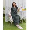 Ekouaer Nightgowns for Women Long Sleeves Nightgown Soft Sleepwear Button V Neck Sleepshirt Long Nightgown S-XXL(Black Green Floral)