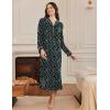 Ekouaer Nightgowns for Women Long Sleeves Nightgown Soft Sleepwear Button V Neck Sleepshirt Long Nightgown S-XXL(Black Green Floral)